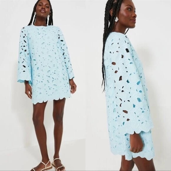 NWT Tuckernuck Aqua Floral Lace Camilla Dress - Picture 2 of 8